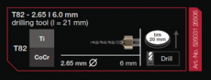 T82 -2.65 | 6.0MM DRILLING TOOL (L=21MM) TI/COCR            